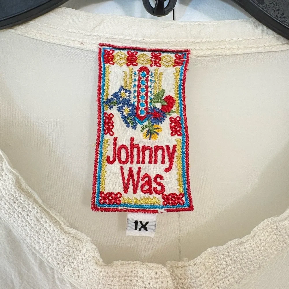 Johnny Was Dark Ivory or Putty Color Embroidered Lacework Top, 1X - Picture 2 of 3